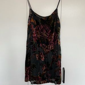 Free People Velvet Partial Sheer Black Mini Dress